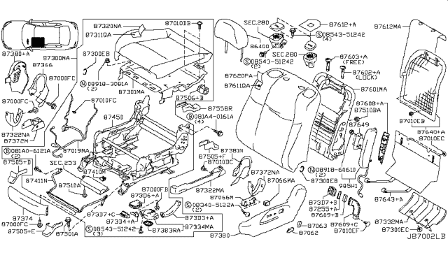 2011 Infiniti M56  Duct-Seat Back Diagram for 876091MA1A