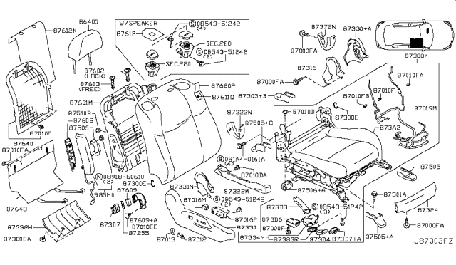 2017 Infiniti Q70  Cushion Assy-Front Seat Diagram for 873001MJ2C