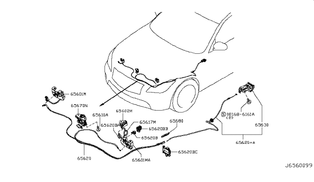 2011 Infiniti M56  Hood Lock Assembly Diagram for 656011MA0A