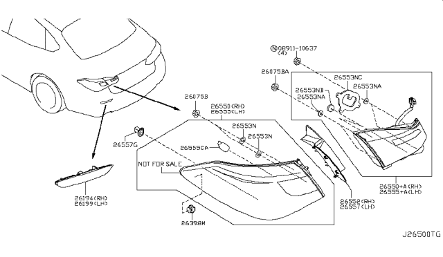2018 Infiniti Q70L Combination Lamp Assy-Rear, LH Diagram for 265554AN0A