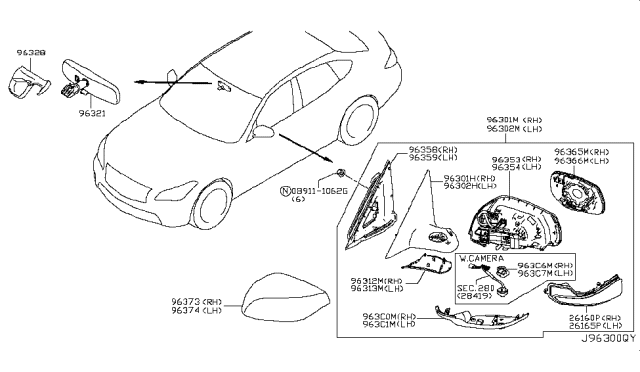 2014 Infiniti Q70 Bracket-Side View Camera, RH Diagram for 963C64AM0A