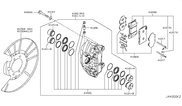 2012 Infiniti M37  Front Disc Brake Pad Kit Diagram for D10601NC0C