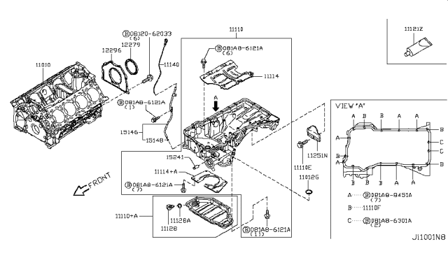 2016 Infiniti Q70 Jet-Oil, Timing Chain Diagram for 110001MC0A