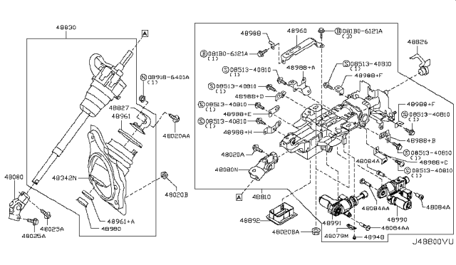 2012 Infiniti M37 Bracket Diagram for 489881MA6C