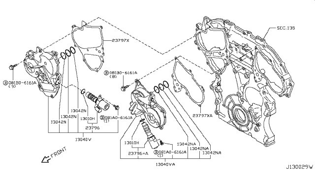 2015 Infiniti Q70  VTC Cover - PULLEY Kit Diagram for 13040EY03B