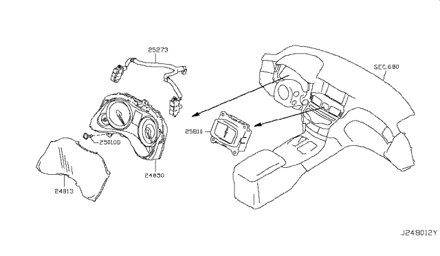 2015 Infiniti Q70L  Instrument Cluster Speedometer Assembly Diagram for 248206AK0B