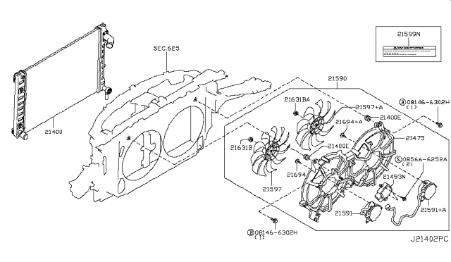 2016 Infiniti Q70 Fan Cont-M Diagram for 214934GA0A