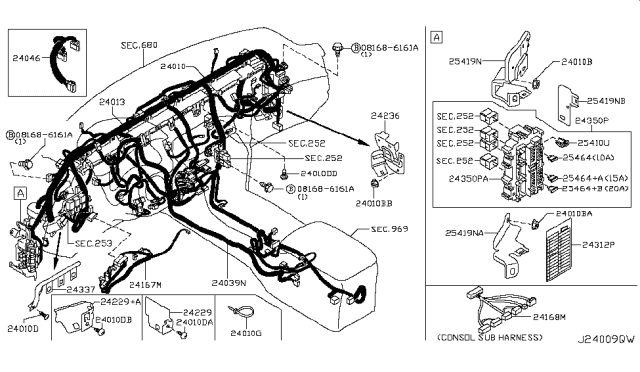 2016 Infiniti Q70  Bracket-Fuse Block Diagram for 243171MA0A