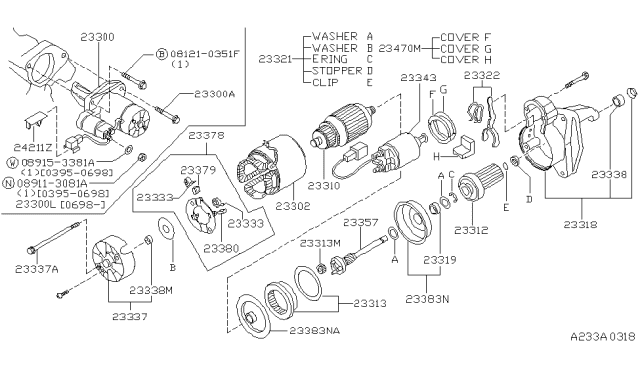 1999 Infiniti I30  Bearing-Rear Cover Diagram for 2333897E00