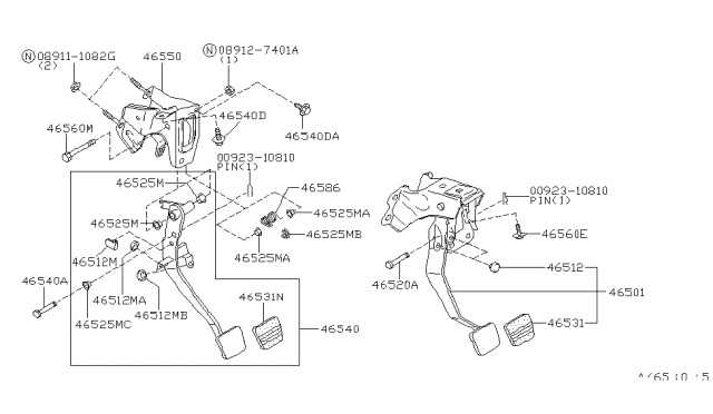 1996 Infiniti I30  Bush-Pedal Diagram for 4654501L00