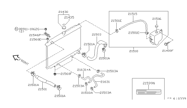 1999 Infiniti I30  Mounting Rubber-Radiator, Lower Diagram for 2150759Y00