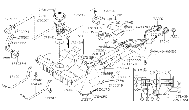 1999 Infiniti I30 Fuel Gauge Sending Unit Diagram for 250600L700