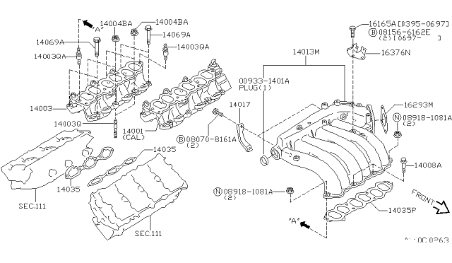 1998 Infiniti I30  Gasket-Throttle Chamber Diagram for 1617531U00