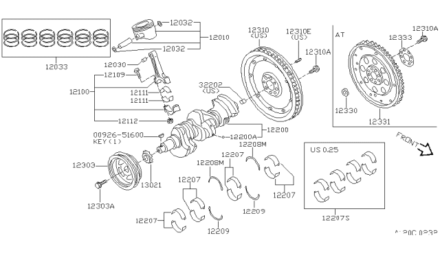 1997 Infiniti I30  Bearing Set-Crankshaft Diagram for 1220831U25