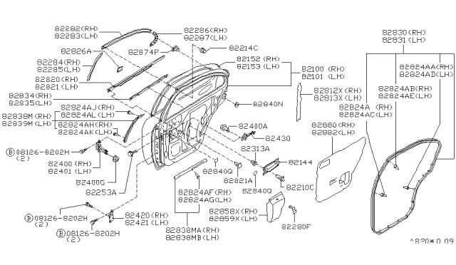 1999 Infiniti I30  Weatherstrip Diagram for 8085089916