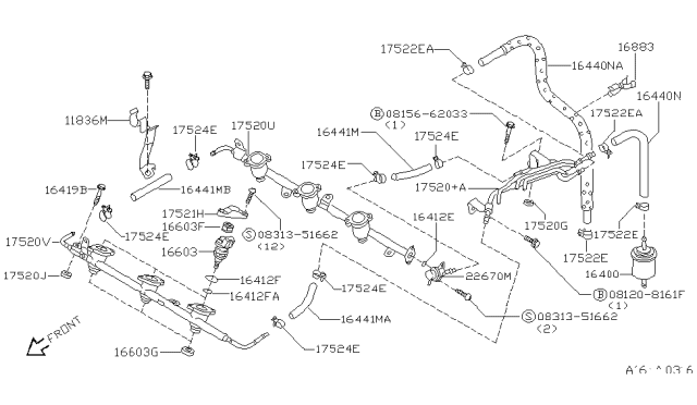 1997 Infiniti I30  SPACER Fuel Tube Diagram for 16614D4200