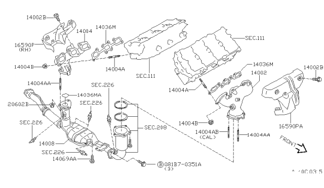1999 Infiniti I30  Stud Diagram for 1406431U10