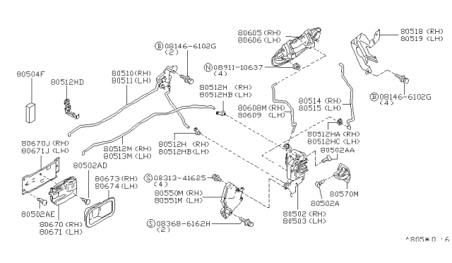 1997 Infiniti I30  Holder-Rod, L Diagram for 8053301R00