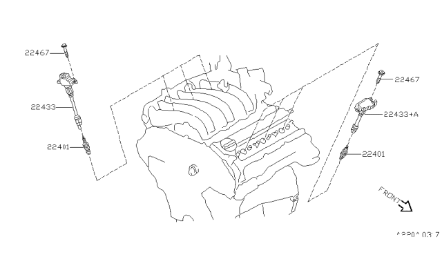 1997 Infiniti I30  Ignition Coil Assembly Diagram for 2244831U00