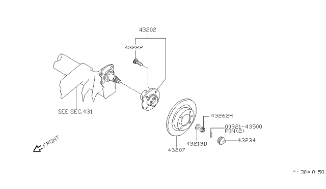 1998 Infiniti I30  Rear Axle Hub Assembly Diagram for 432001L000