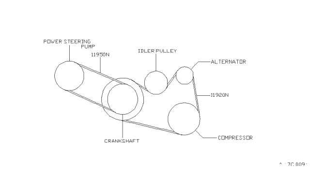 1999 Infiniti I30 Power Steering Oil Pump Belt Diagram for 1195031U00