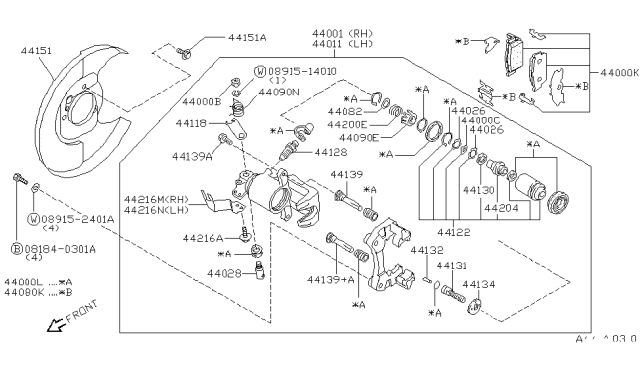 1999 Infiniti I30  Rear Disc Brake Pad Kit Diagram for 440607E690