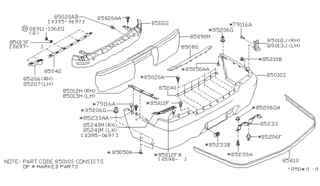 1998 Infiniti I30 Plug-Front Floor Diagram for 0128101231
