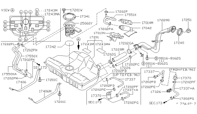 1996 Infiniti I30  Shim-Fuel Tank Diagram for 1724331U00