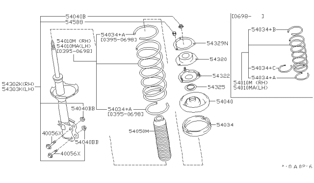 1998 Infiniti I30  Bearing - STRUT Mounting Diagram for 5432531U01