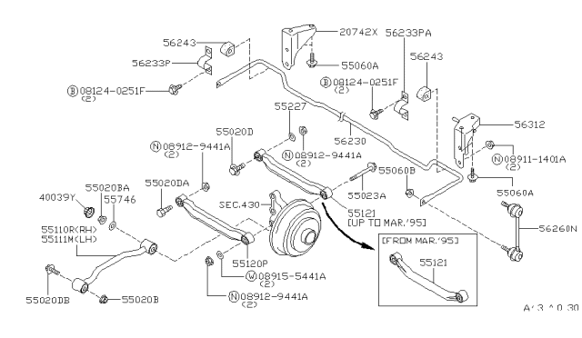 1994 Infiniti G20  Bolt-Link Fix Diagram for 5522650Y00