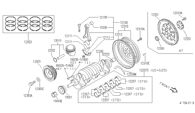 1994 Infiniti G20  CRANKSHAFT Assembly Diagram for 1220060J00