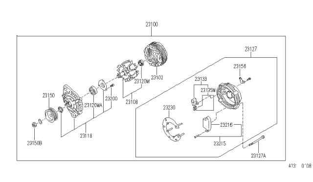 1993 Infiniti G20  Screw Set Diagram for 2320020P10