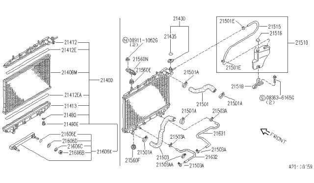 1993 Infiniti G20  Cock-Water Drain Diagram for 2144050Y00