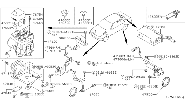 1991 Infiniti G20 Clip-Harness Diagram for 2434610V02