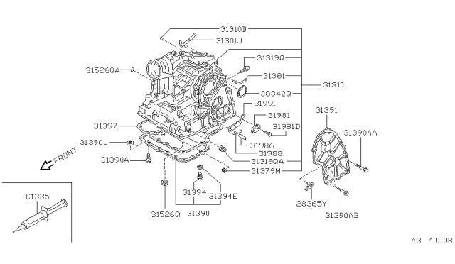 1993 Infiniti G20  Transmission Oil Pan Assembly Diagram for 3139031X00
