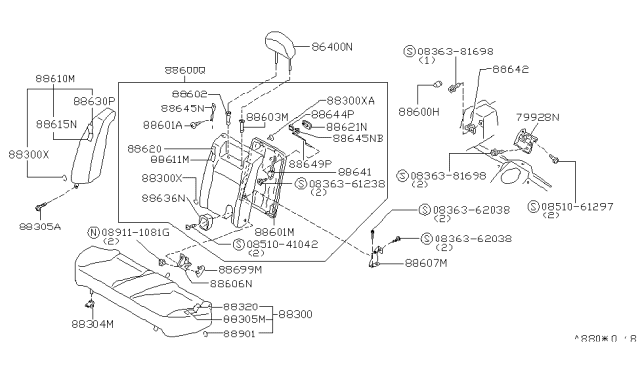 1996 Infiniti G20 Screw Diagram for 0146100081