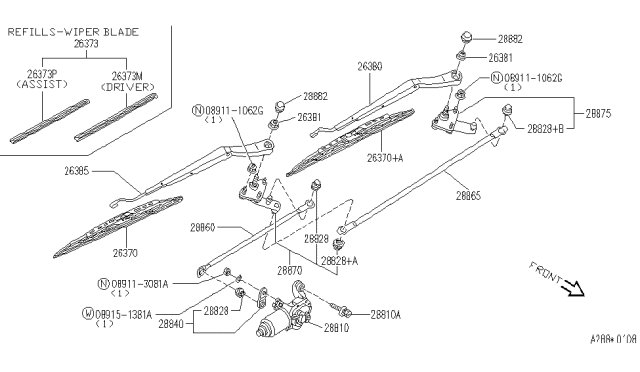 1993 Infiniti G20 Seal-Ball Retainer Diagram for 2882865F01