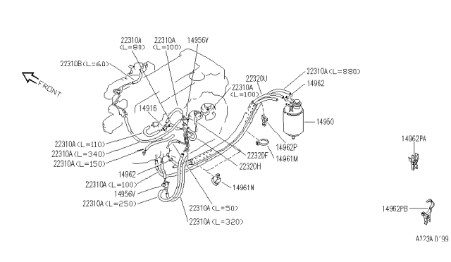1994 Infiniti G20 Clamp-Hose Diagram for 2422289932