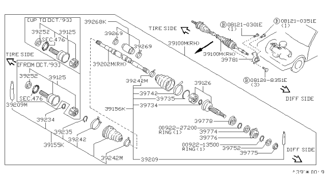 1992 Infiniti G20 Ring-Stopper Diagram for 3973529R00