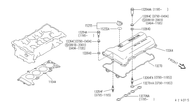 1995 Infiniti G20 Gasket Rocker Cover Diagram for 1327053J13