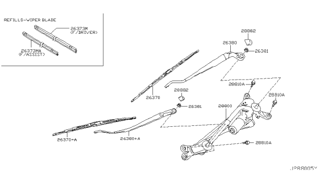 2006 Infiniti M45  Drive Assy-Windshield Wiper Diagram for 28800EH100