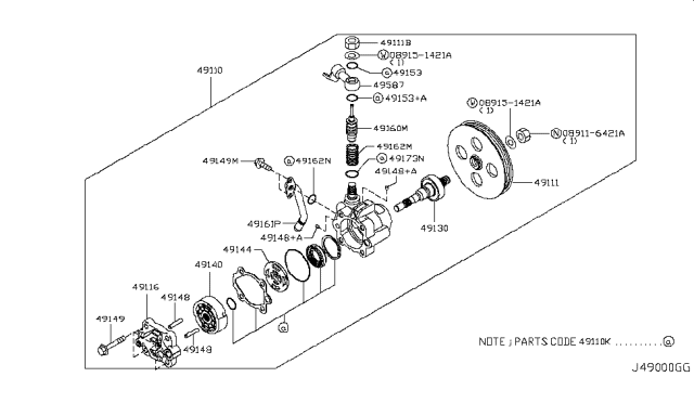 2008 Infiniti M35  Seal-Inlet Connector Diagram for 49162VW600