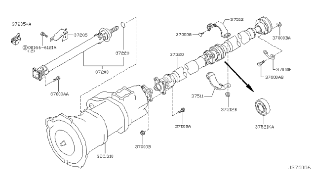 2008 Infiniti M45  Bolt Diagram for 37120AL60A