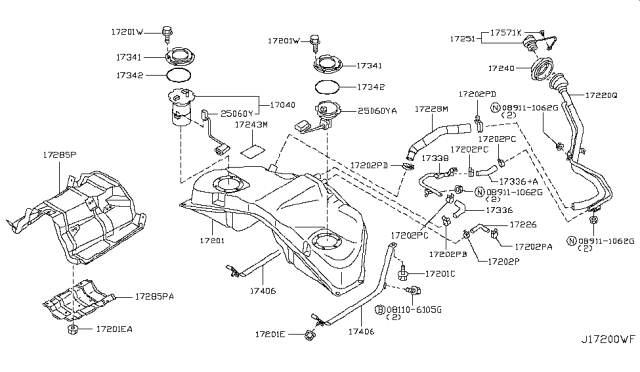 2008 Infiniti M35  Fuel Tank Cap Diagram for 17251EJ20A