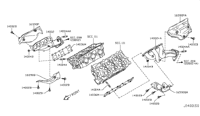 2008 Infiniti M35  Gasket-Exhaust Manifold, A Diagram for 14036AR000