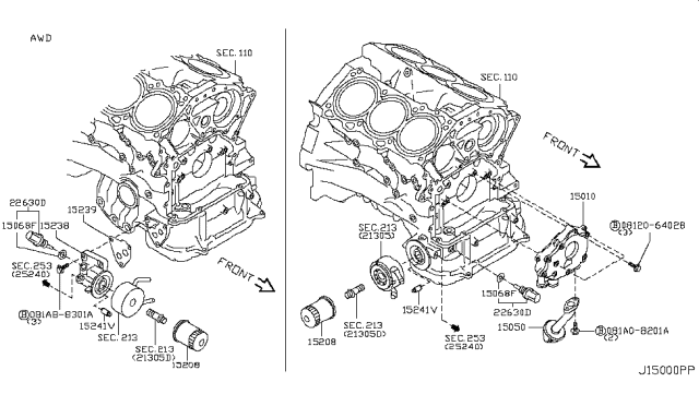 2009 Infiniti M35 Bracket-Oil Filter Diagram for 15238AL801