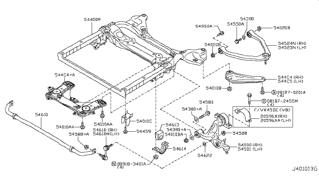 2010 Infiniti M35 Transverse Link Complete, Left Diagram for 54501EG01B