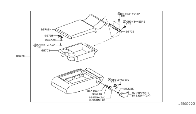 2006 Infiniti M35 Hinge Assembly-Rear Seat Back, LH Diagram for 88951EG00A
