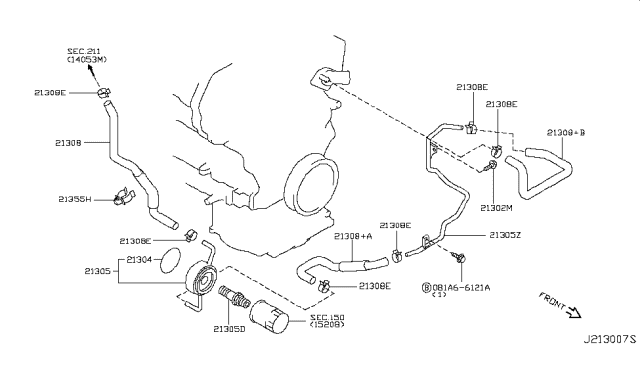 2009 Infiniti M35  Hose-Water Diagram for 21306JK20C