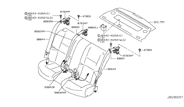 2009 Infiniti M45 Cover-Retractor Diagram for 87840AL500
